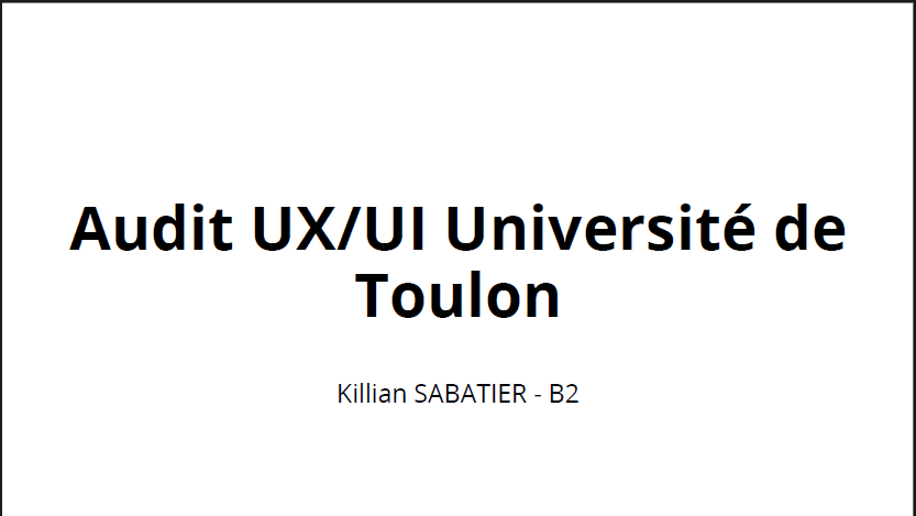 Audit UX/UI - Université de Toulon