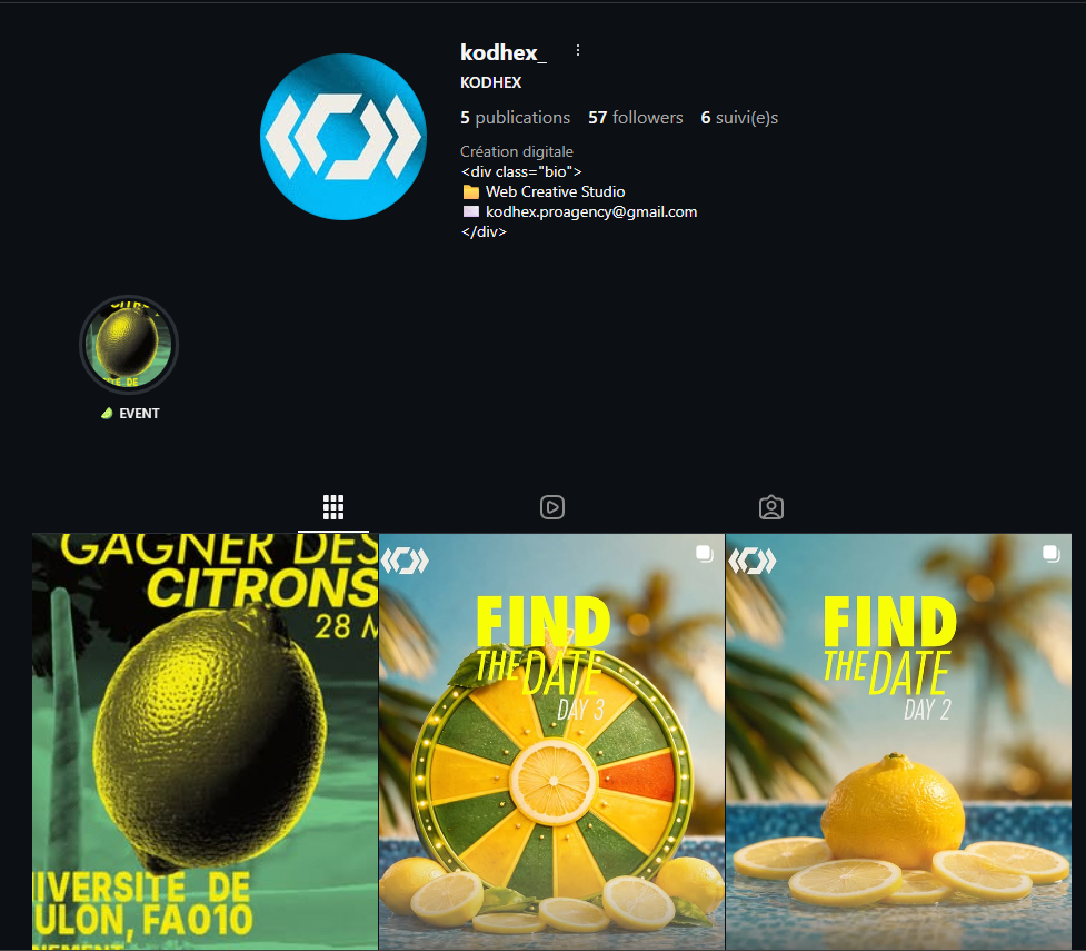 Écriture des posts Instagram KODHEX