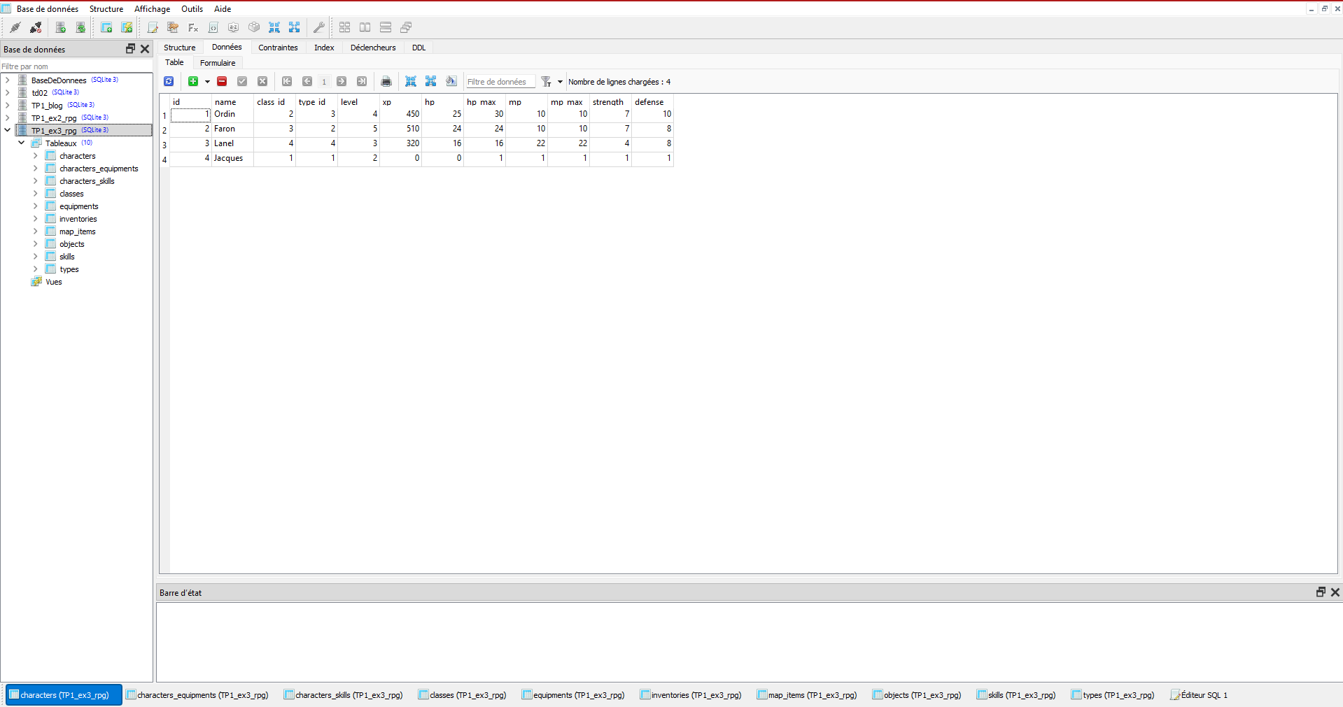 Bases de données SQLite