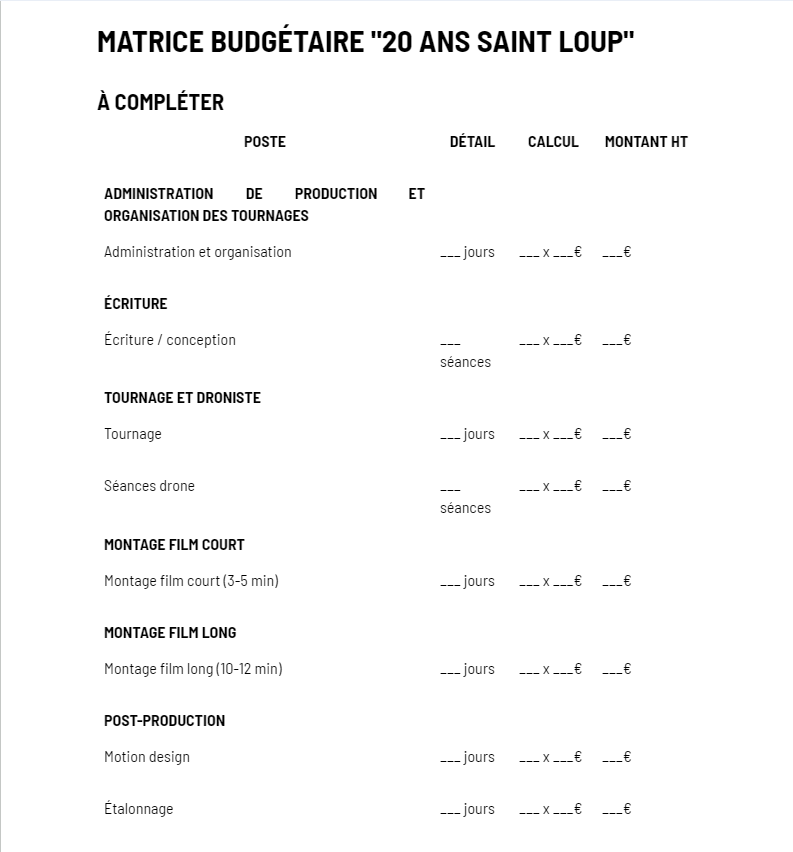 Budget et gestion de projet